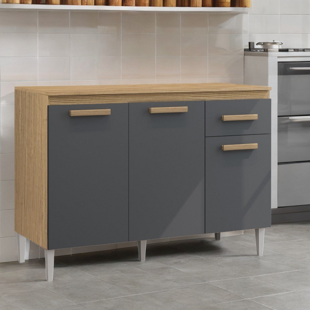 Balcão 3P1G Vitória/Naiomi Atacama/Grafite – ARAMÓVEIS