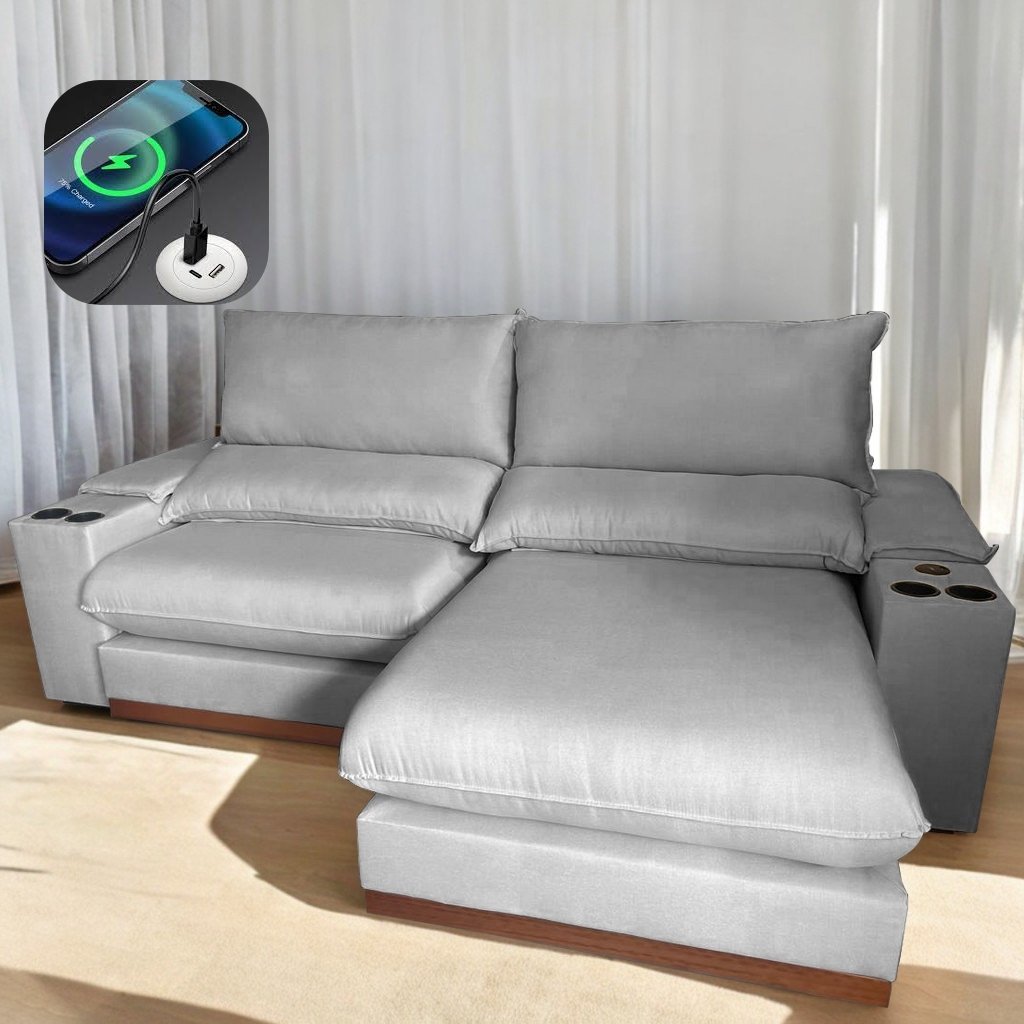 Sofá Retrátil e Reclinável Grazi 2,50 m Linho Cinza 3125 – UNIART ESTOFADOS