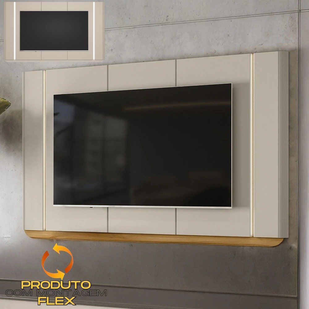 Painel até 75″ Santorini Off White/Tauari Fosco – LINEA BRASIL