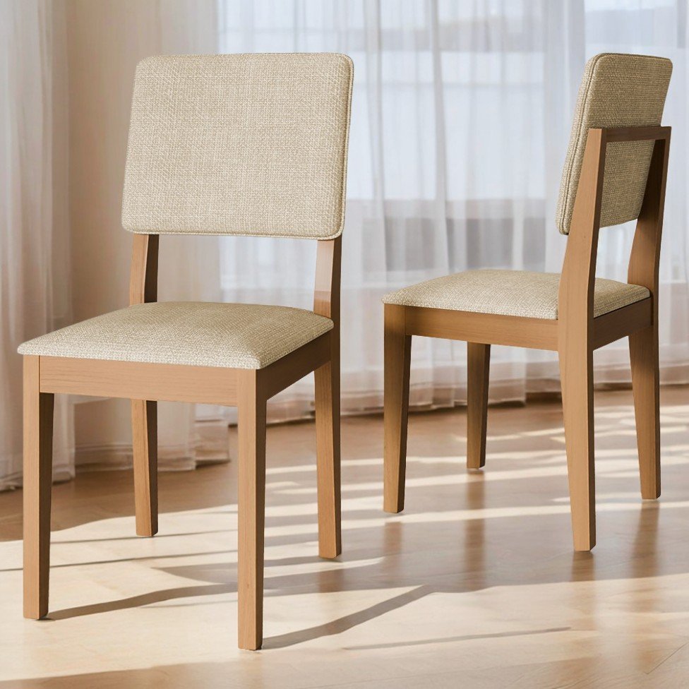 Kit 2 Cadeiras Pérola Imbuia/Linho Bege – DOBUÊ MOVELARIA