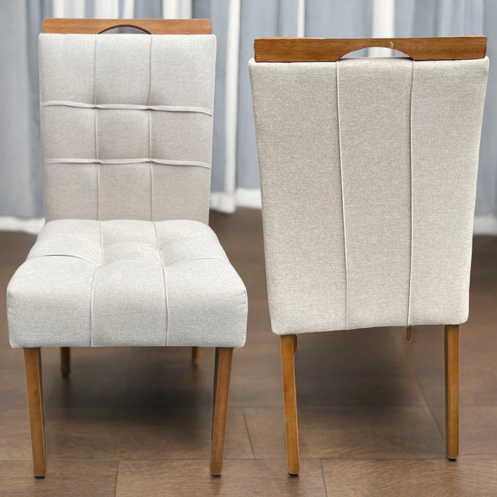 Kit 2 Cadeiras Sophia Mel/Linho Bege – WM DECOR