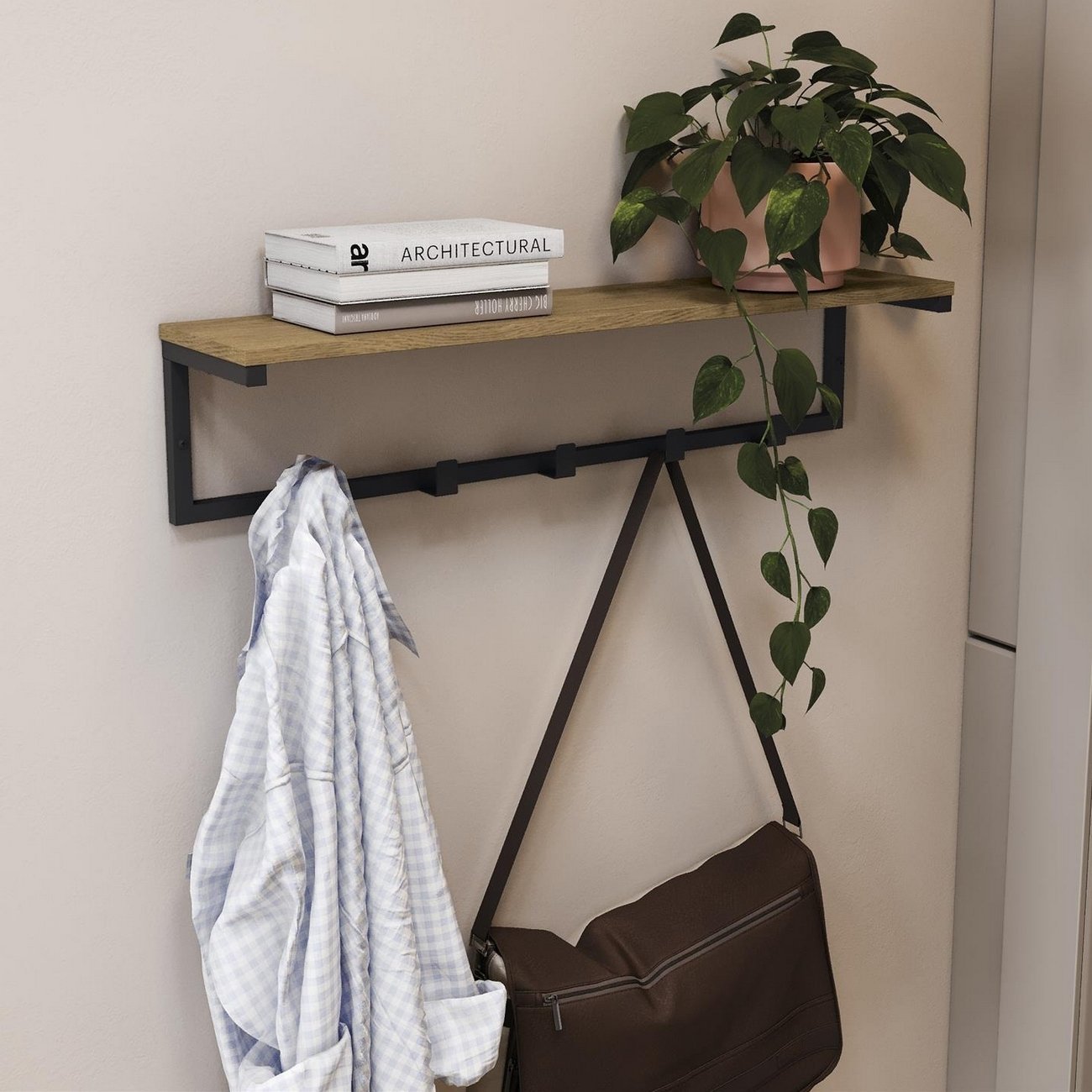 Cabideiro de Parede LI042 Freijó/Preto Fosco – KAPPESBERG