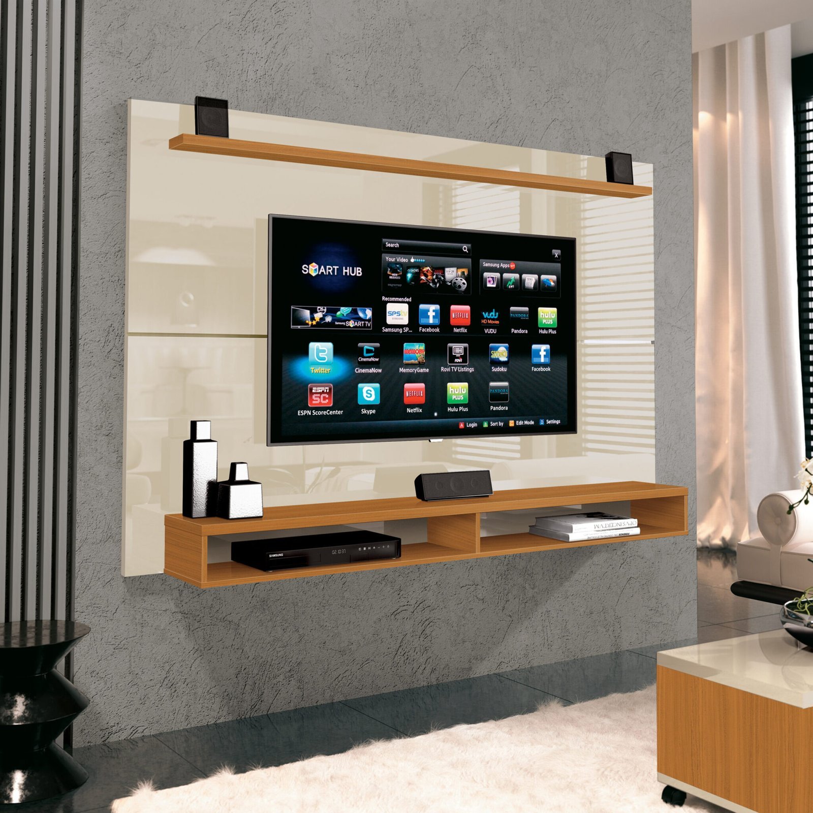 Painel Maxi Off White/Cedro – EDN MÓVEIS