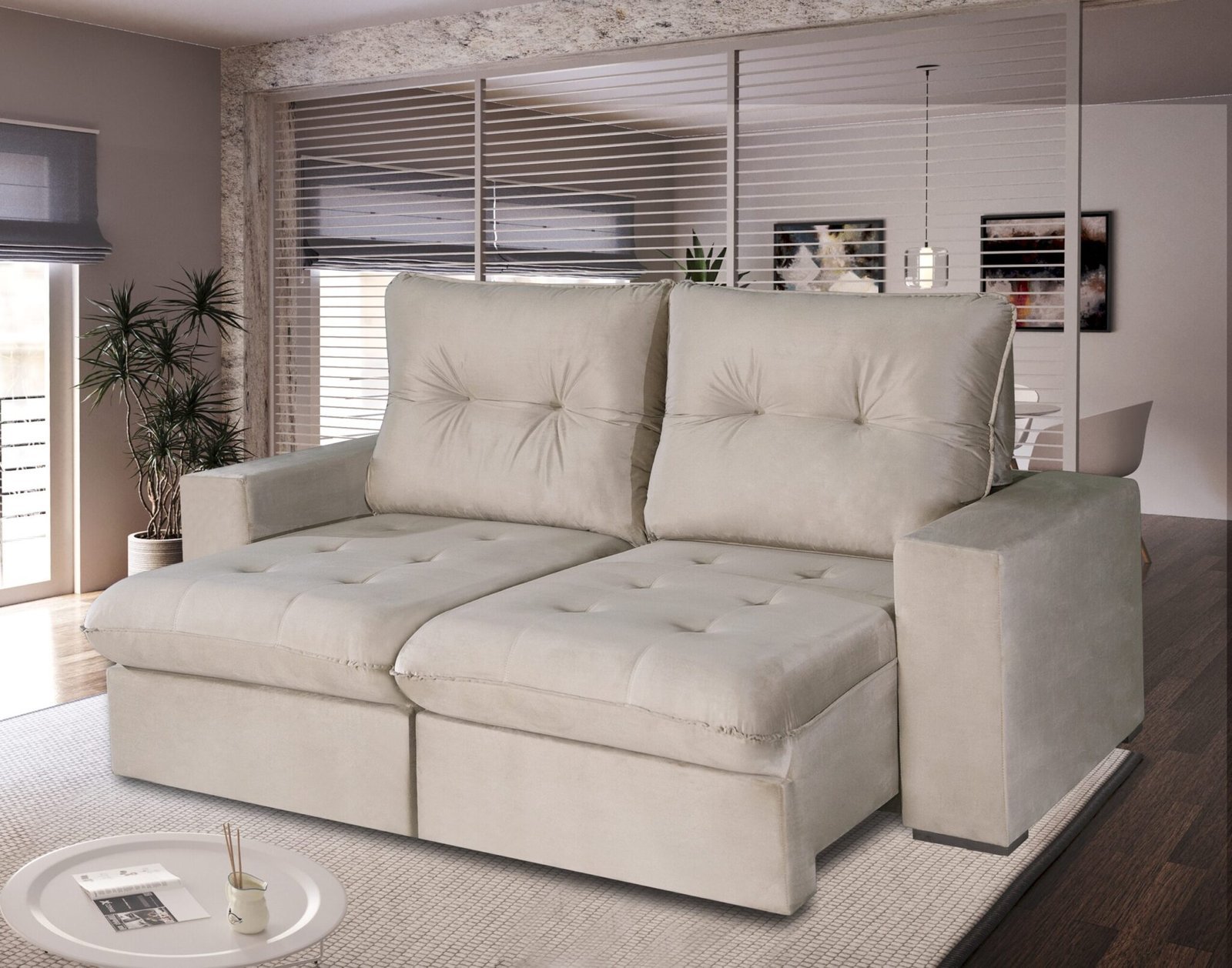 Sofá Retrátil e Reclinável Colorado 6042 Bege – LUFER ESTOFADOS