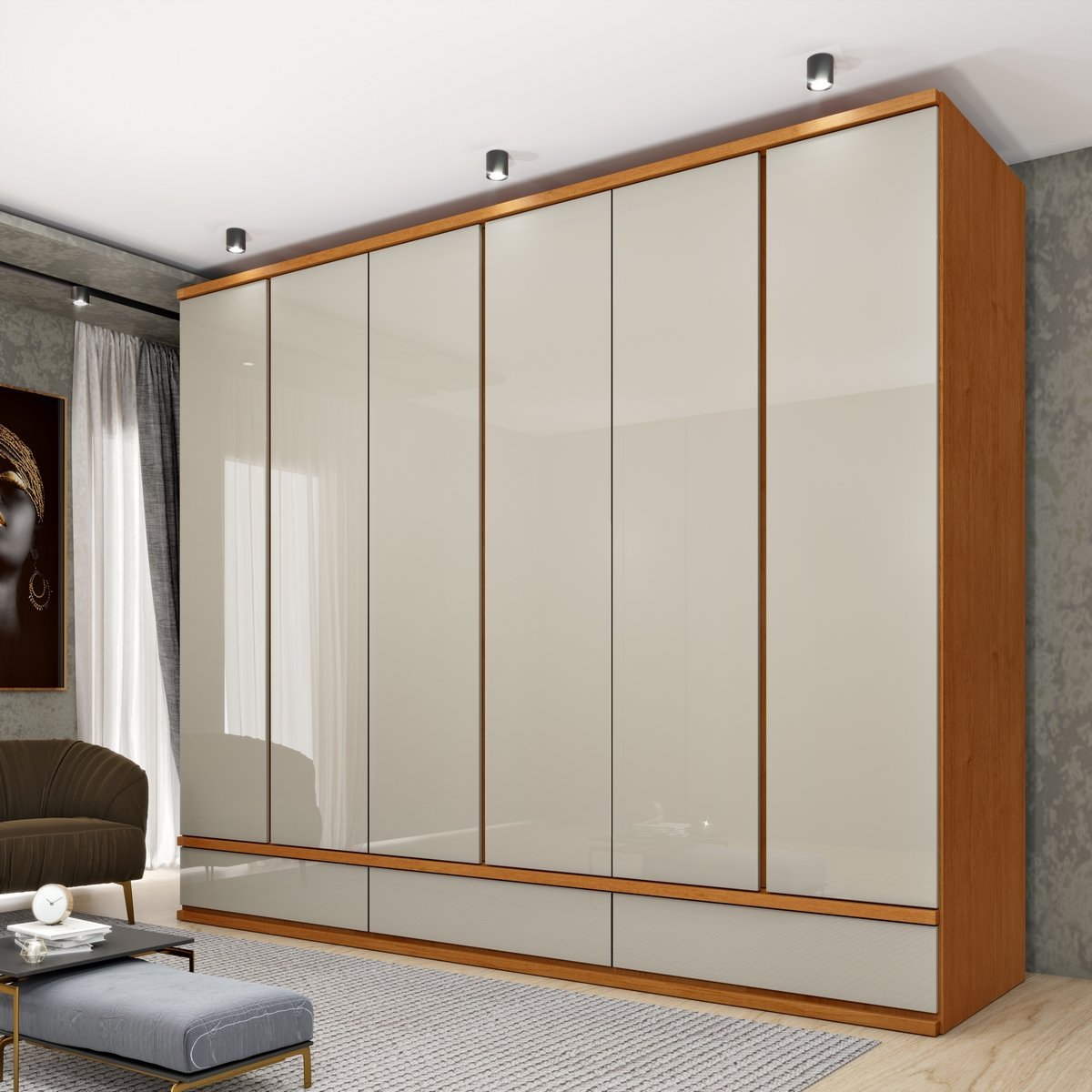 Guarda-Roupa 6 Portas Esparta Cinamono/Off White – TCIL