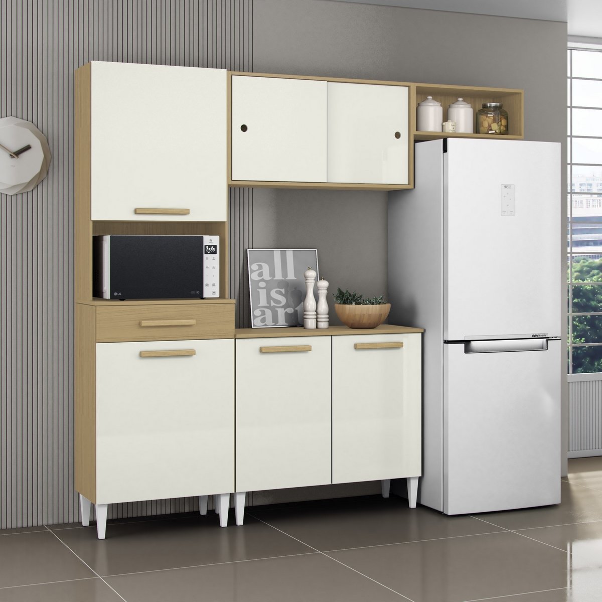 Cozinha Compacta Isabelle Atacama/Off White – ARAMÓVEIS