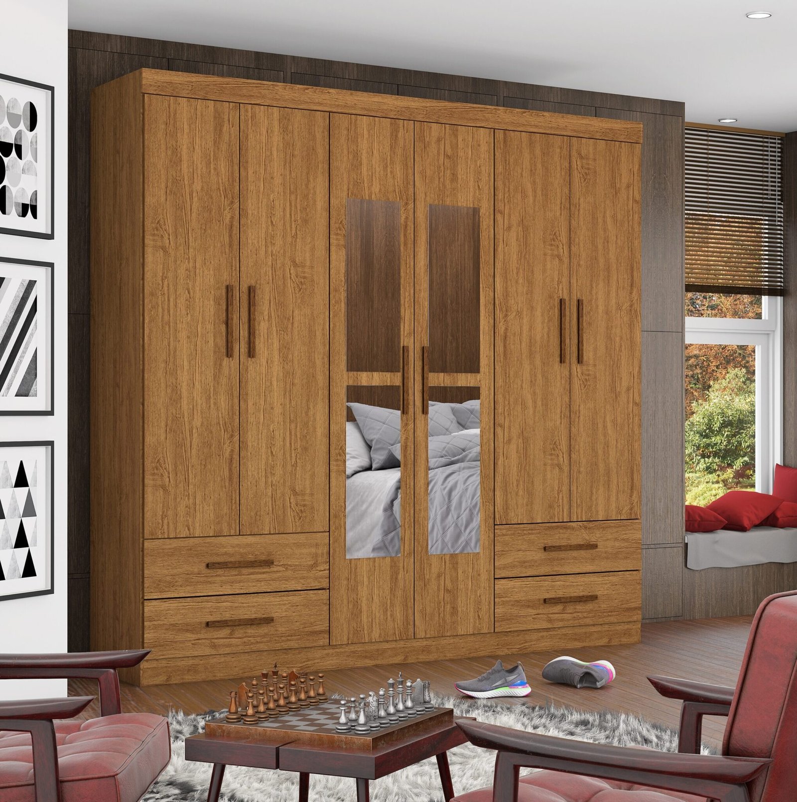 Guarda-Roupa 6 Portas Hércules Cinamono – CARIOCA MÓVEIS