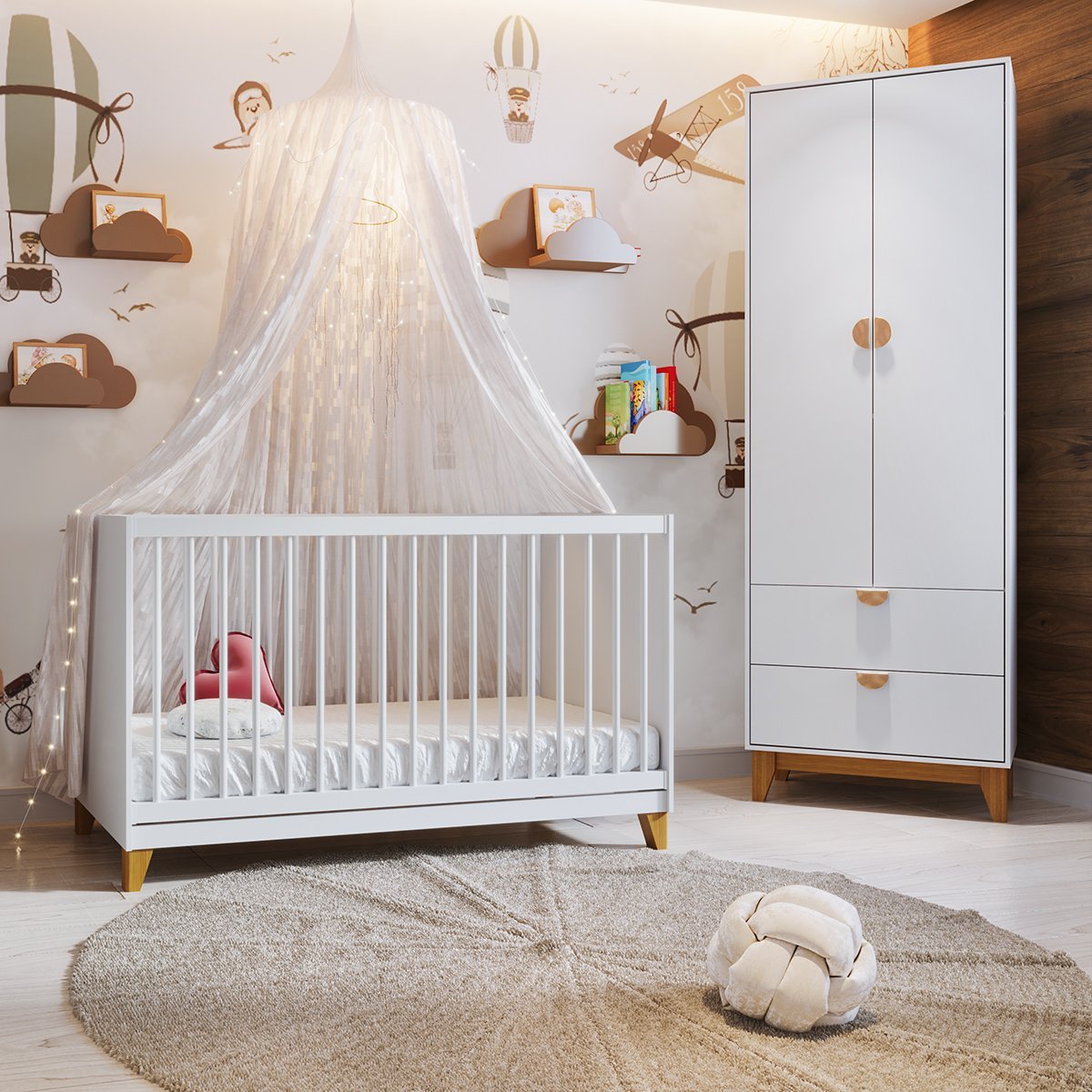 Guarda-Roupa 2 Portas + Berço Americano Magia Branco – BATROL MÓVEIS