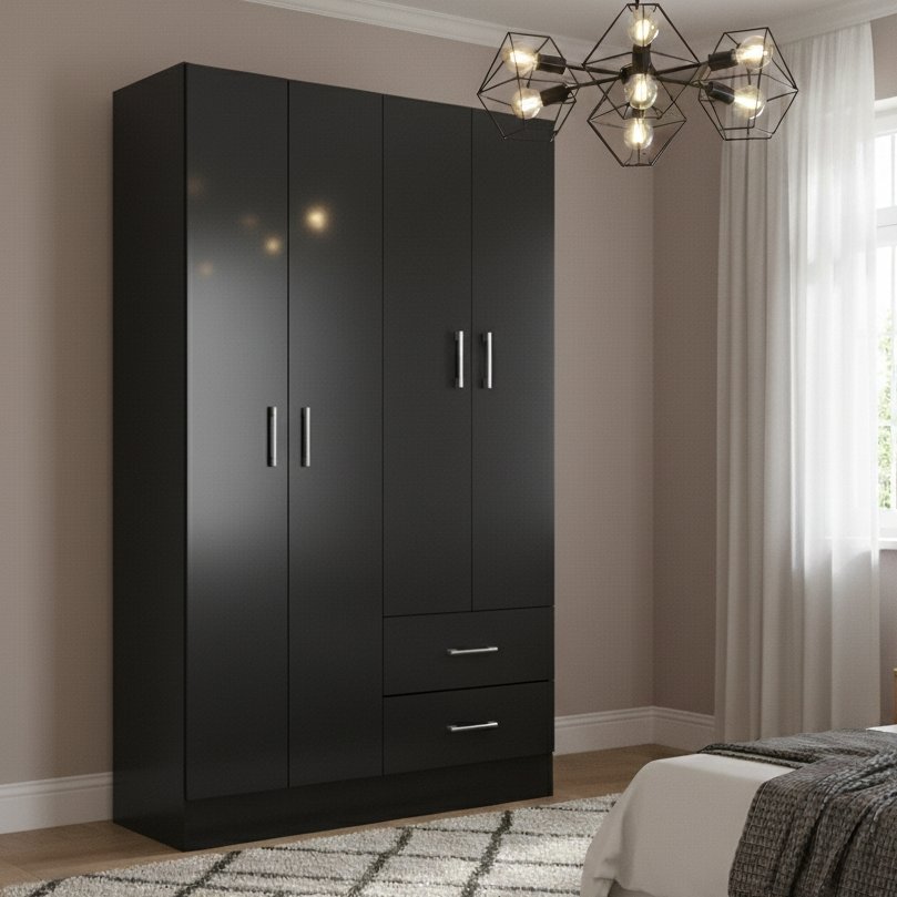 Guarda-Roupa 4 Portas Panamá 4002 Preto – FELLICCI