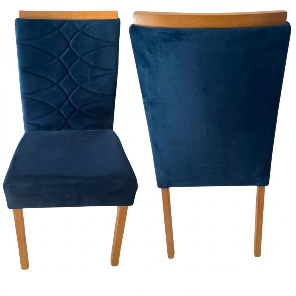 Kit 2 Cadeiras Safira Veludo Azul 107 – WM DECOR - Imagem 2