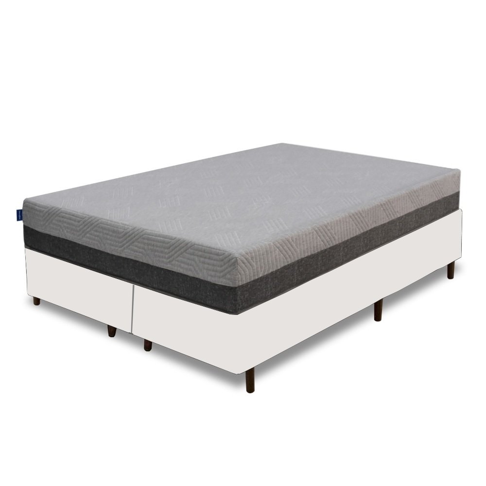 Colchão Queen Fit Visco 25 cm D28/D40 + Base Simples Corino Branco – UMAFLEX + ALTO NÍVEL - Imagem 2