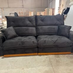 Sofá Retrátil e Reclinável Gran Bello Light 2,00 m Veludo Preto – QUINE ESTOFADOS - Imagem 2