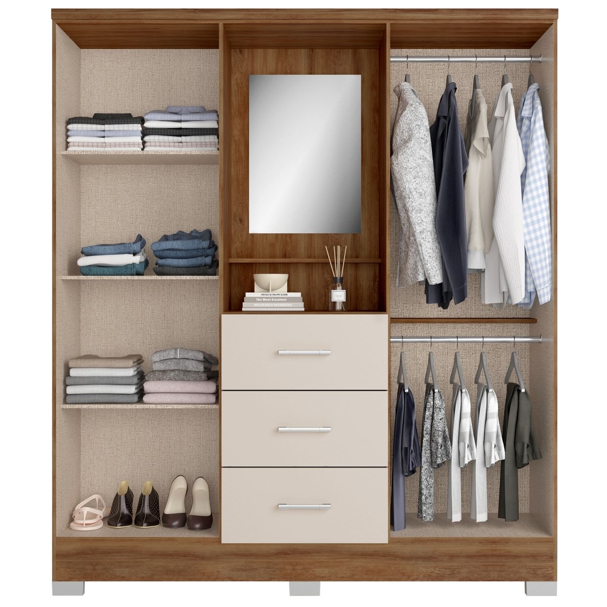 Guarda-Roupa Capelinha Roma 1181 1,60 m Freijo/Off White – CARRARO MOVEIS - Imagem 2