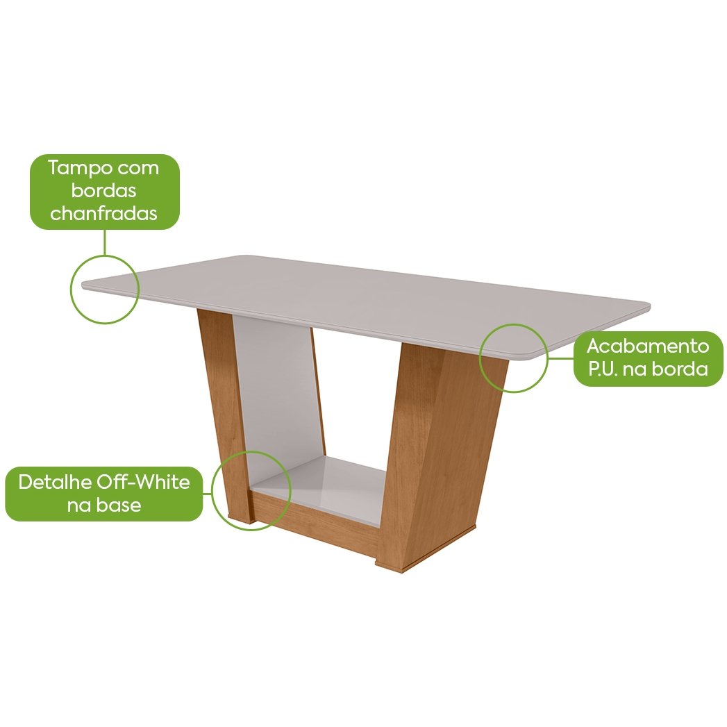 Mesa Apogeu (Tampo Maxi) 170 Amêndoa Clean/Off White – LOPAS - Imagem 2