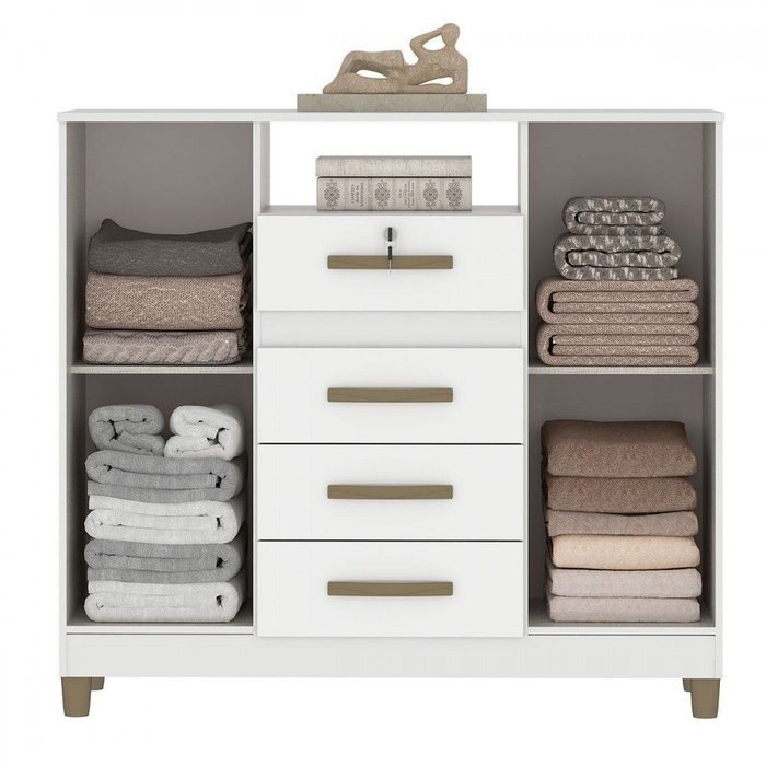 Cômoda 4 Gavetas 2 Sapateiras Angra CO260 Branco – FELLICCI - Imagem 2