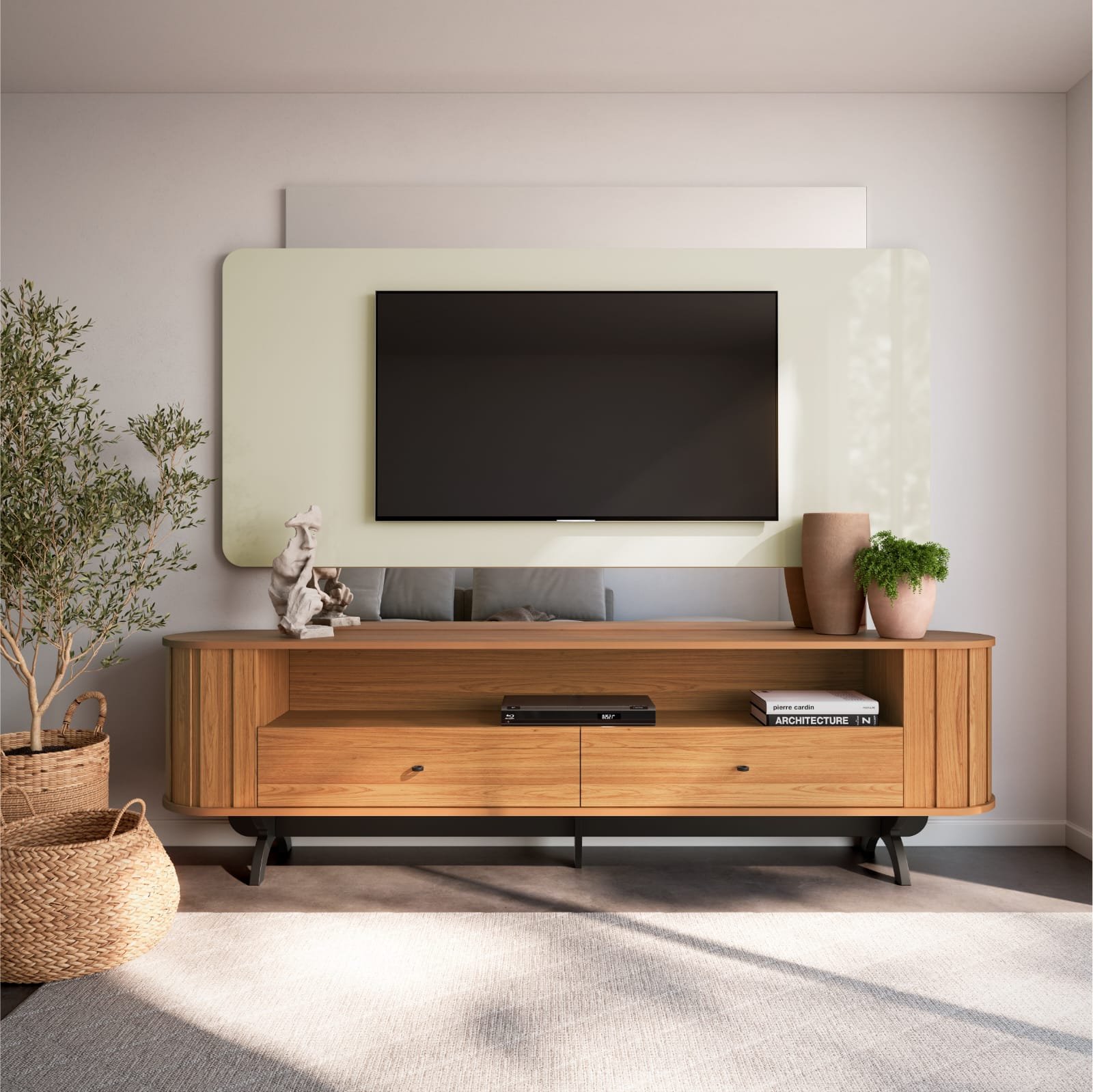 Home até 65″ Creta TB303E Off White/Freijó – DALLA COSTA - Imagem 2