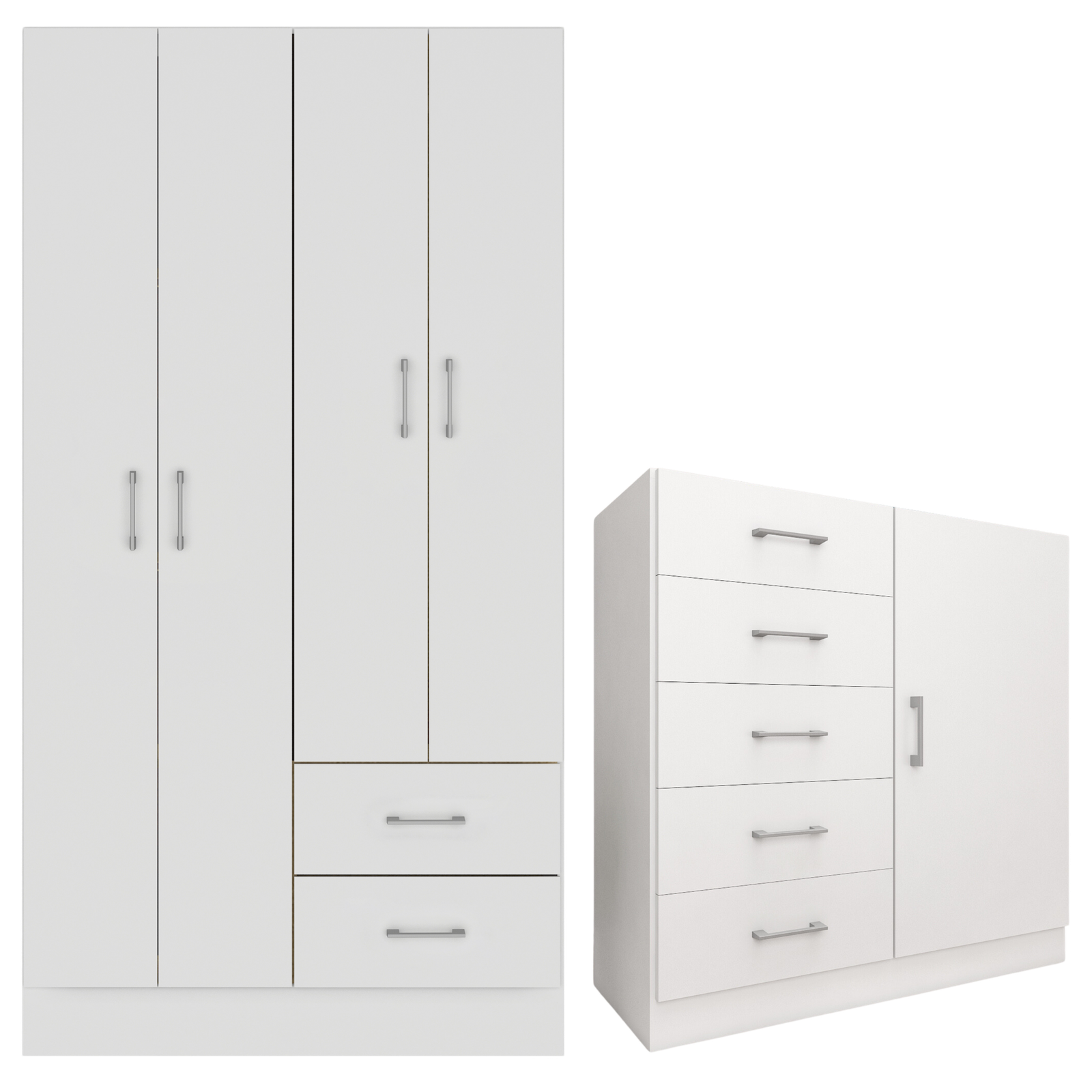 Guarda-Roupa 4 Portas Panamá 4002 + Cômoda 5 Gavetas Sapateira Miami Branco – FELLICCI - Imagem 2