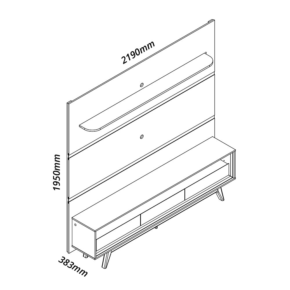 Painel até 85″ Royal 220 Off White + Rack Requinte 212 Cinza/Off White – GELIUS - Imagem 2