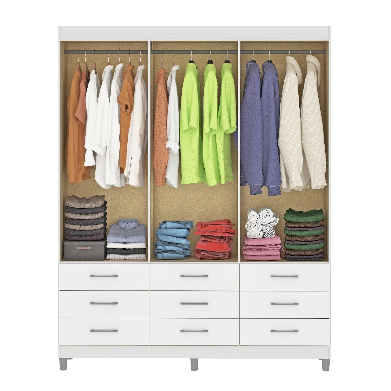 Guarda-Roupa 6 Portas Paraty 3690 + Cômoda 10 Gavetas Caribe Branco – FELLICCI - Imagem 2