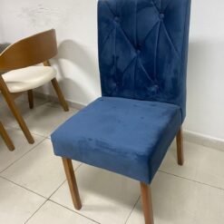 Mesa Salinas/Helô/Los Angeles 90 Cinamomo/Off White com 4 Cadeiras Yasmim Veludo Azul – CEL MÓVEIS + KM DECOR - Imagem 2