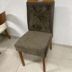 Mesa Salinas/Helô/Los Angeles 90 Cinamomo/Off White com 4 Cadeiras Yasmim Veludo Marrom – CEL MÓVEIS + KM DECOR - Imagem 2