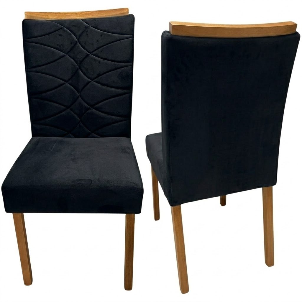 Kit 2 Cadeiras Safira Veludo Preto – WM DECOR - Imagem 2