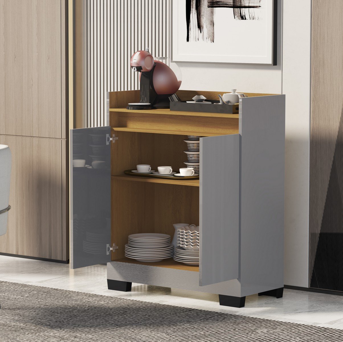 Buffet 2 Portas Real Cinza/Mel – MÓVEIS PRIMUS - Imagem 2