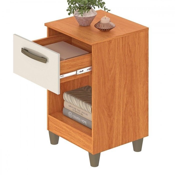 Mesa de Cabeceira Prada MC210 Cinamomo/Off White – FELLICCI - Imagem 2