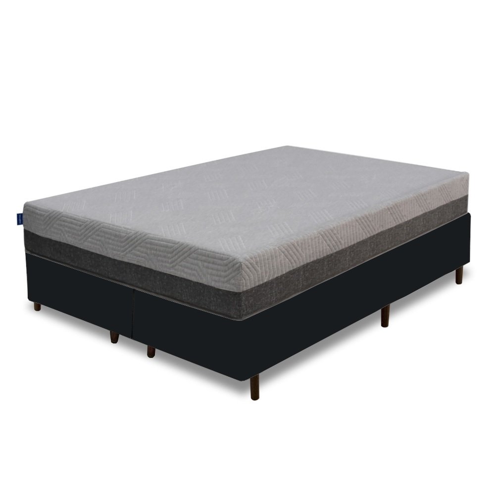 Colchão Queen Fit Visco 25 cm D28/D40 + Base Simples Corino Preto – UMAFLEX + BIOSTAR - Imagem 2