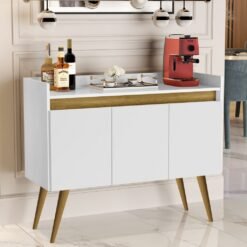 Buffet 3 Portas Gold Branco/Mel/Branco – MOVEIS PRIMUS - Imagem 2