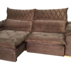 Sofá Retrátil e Reclinável Arezzo 2,50 m Veludo Marrom – ARJAN DECOR - Imagem 2