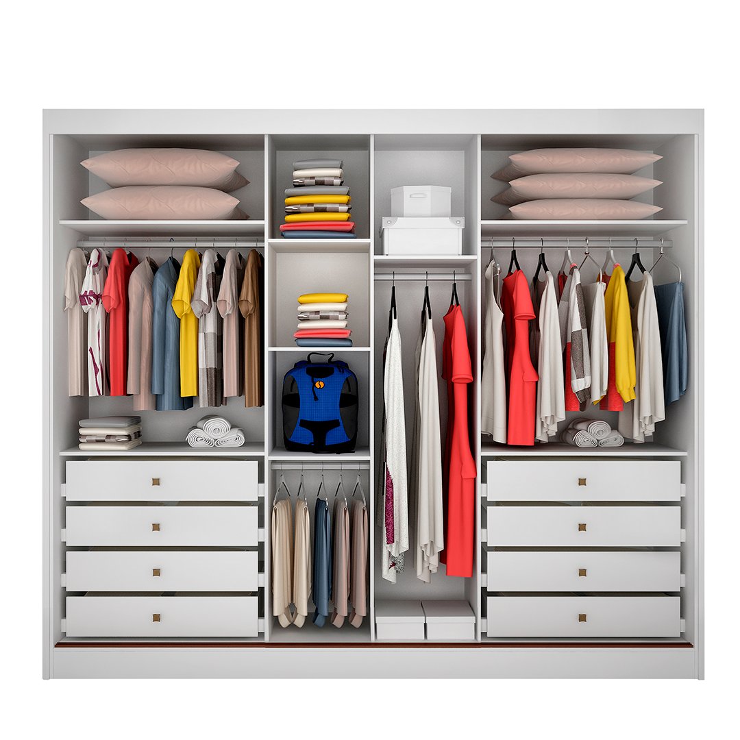 Guarda-Roupa Diamond Plus (1 porta espelhada) 2,412 m Neve – NOVO HORIZONTE - Imagem 2