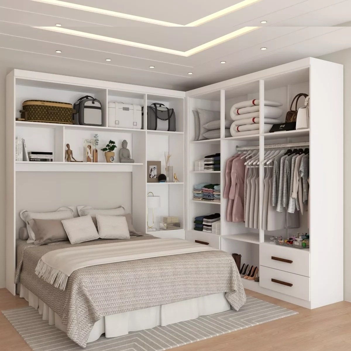 Modulado 4 Portas + Guarda-Roupa 6 Portas Hércules (Com Espelho) Branco – CARIOCA MÓVEIS - Imagem 2