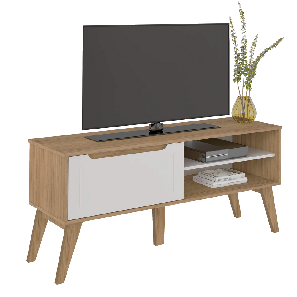 Rack até 60″ Lótus Carvalho/Off White – ARTELY - Imagem 2