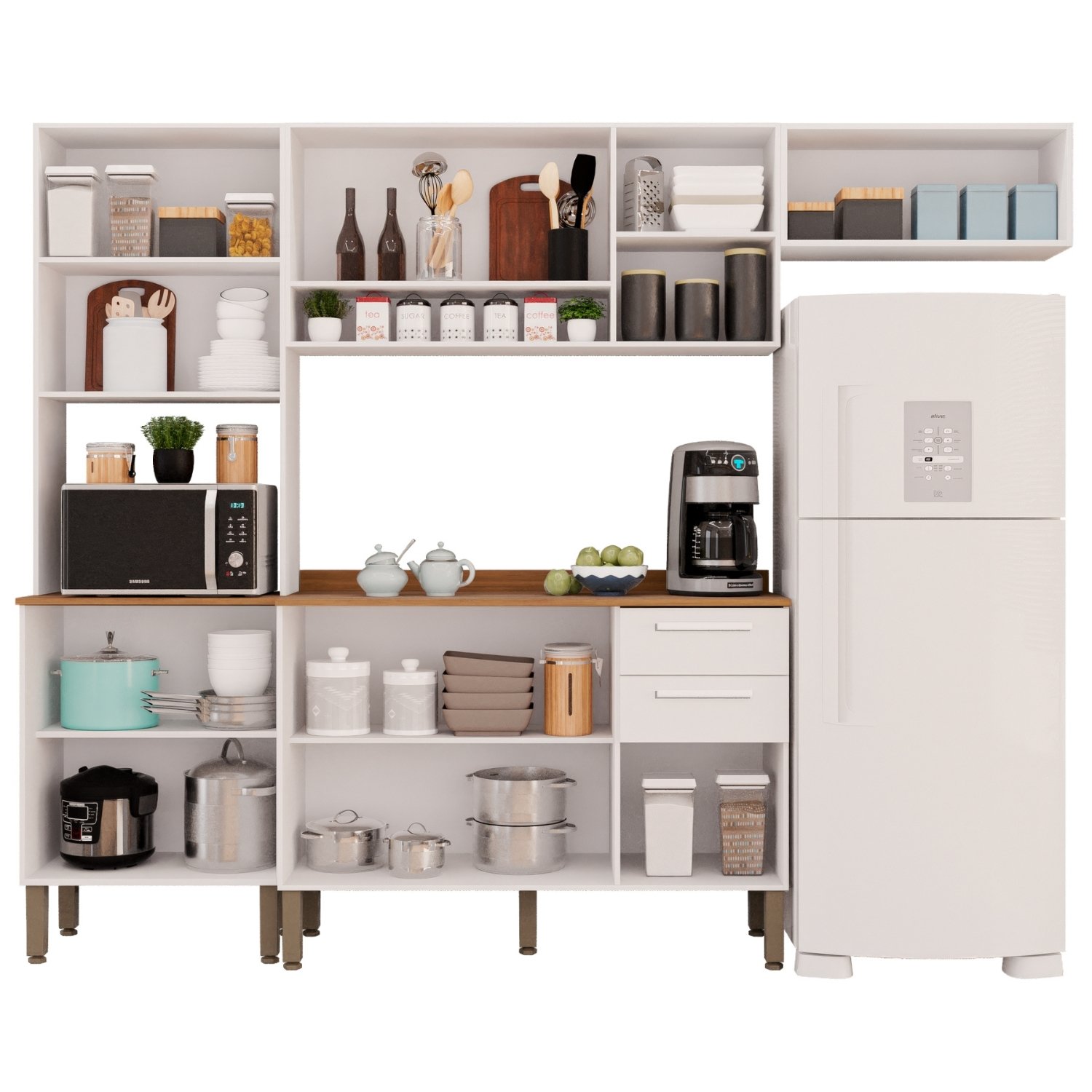 Cozinha Completa New Valência (Vidro fumê) Branco – SALLÊTO - Imagem 2