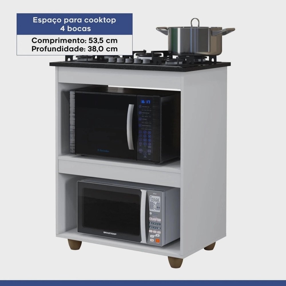 Balcão para Cooktop 4 Bocas Turim Branco – KAIKI MÓVEIS - Imagem 2